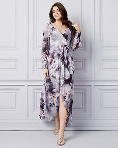 Floral Print Chiffon Fit & Flare Gown